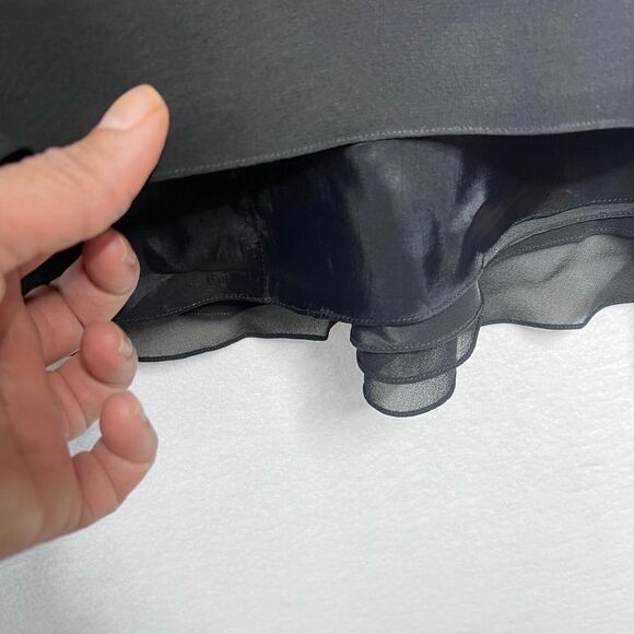 Vtge Daymor Womens 100% silk Black Elegant V neck Ruffle Layered Dress Sz 4 Maxi - Picture 11 of 11